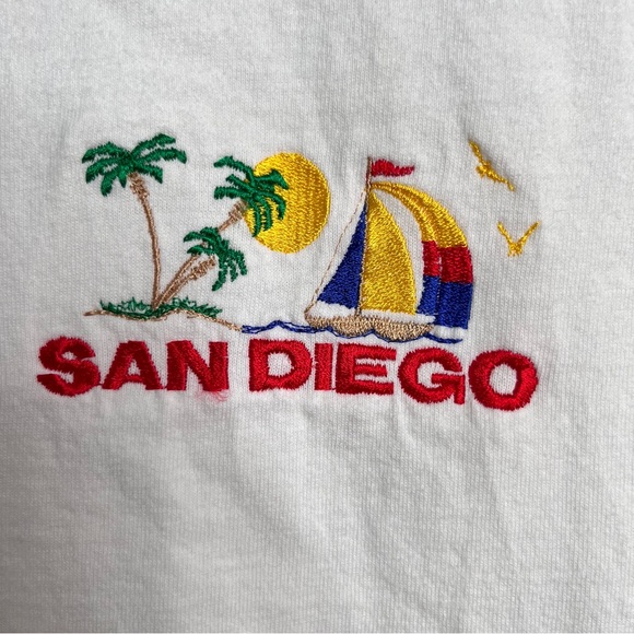 Vintage Single Stitch Tee Embroidered San Diego Front Graphic Size Large - Picture 2 of 7